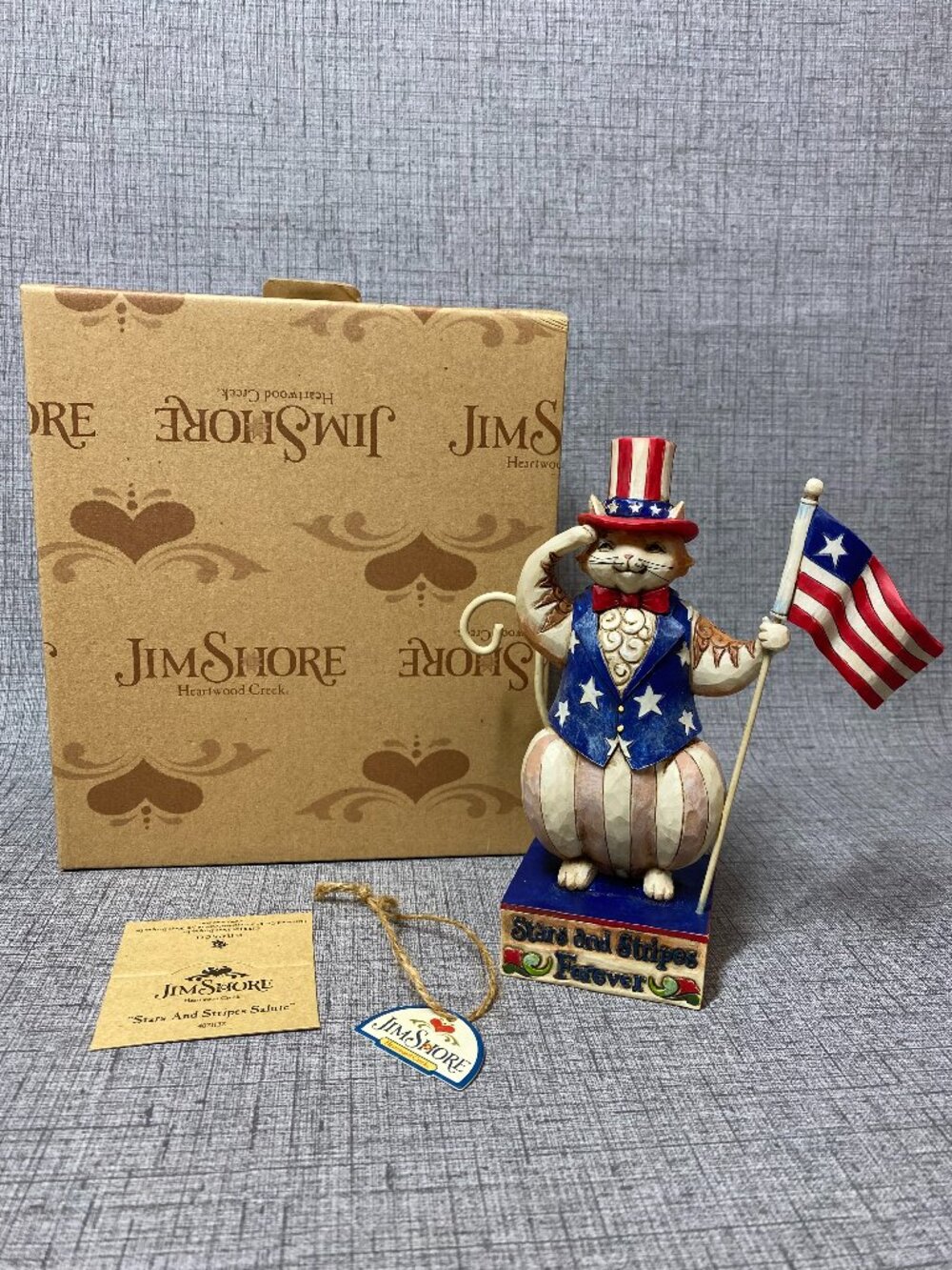 NEW Jim Shore Cat "Stars and Stripes Salute" 2010 Patriotic 4021132 BOX